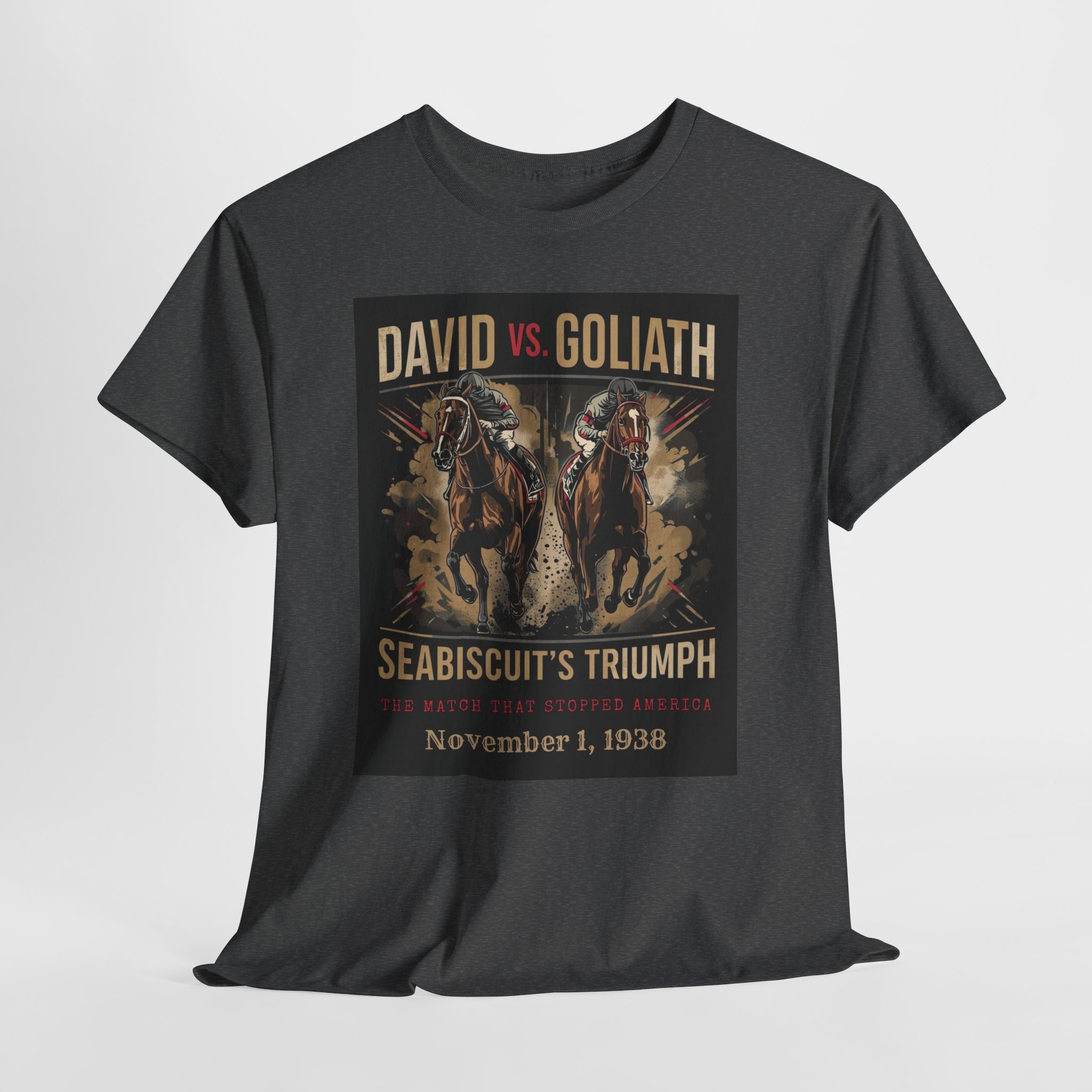 Copy of David vs. Goliath Seabiscuit Triumph T-Shirt — Vintage Horse Racing Poster Tee (November 1, 1938) - Image 27