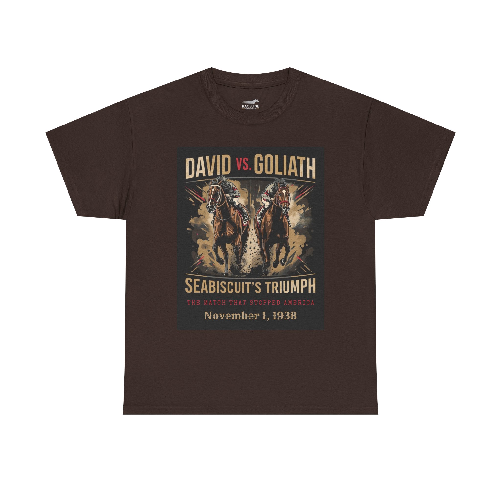 Copy of David vs. Goliath Seabiscuit Triumph T-Shirt — Vintage Horse Racing Poster Tee (November 1, 1938) - Image 16
