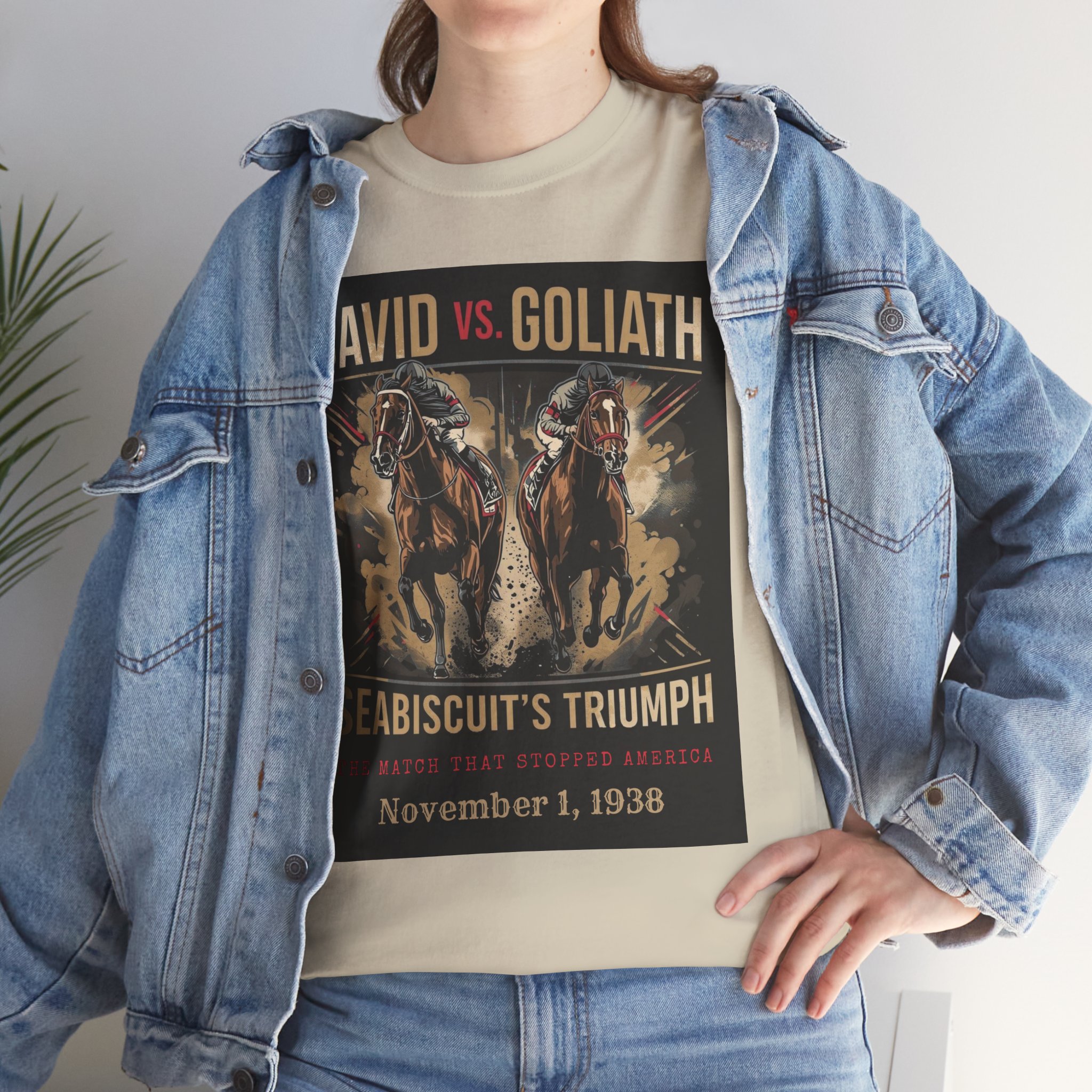 Copy of David vs. Goliath Seabiscuit Triumph T-Shirt — Vintage Horse Racing Poster Tee (November 1, 1938) - Image 11