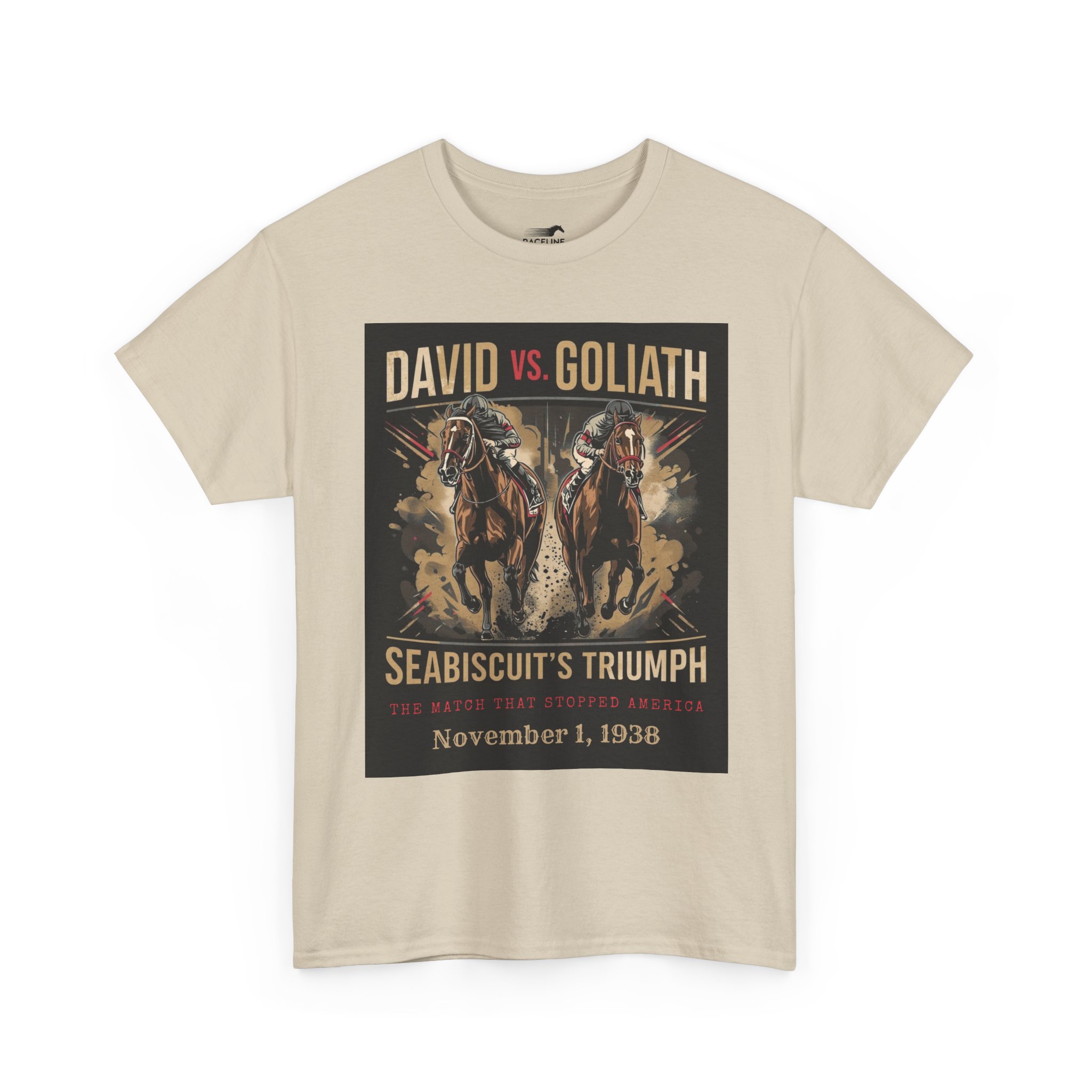 Copy of David vs. Goliath Seabiscuit Triumph T-Shirt — Vintage Horse Racing Poster Tee (November 1, 1938) - Image 13