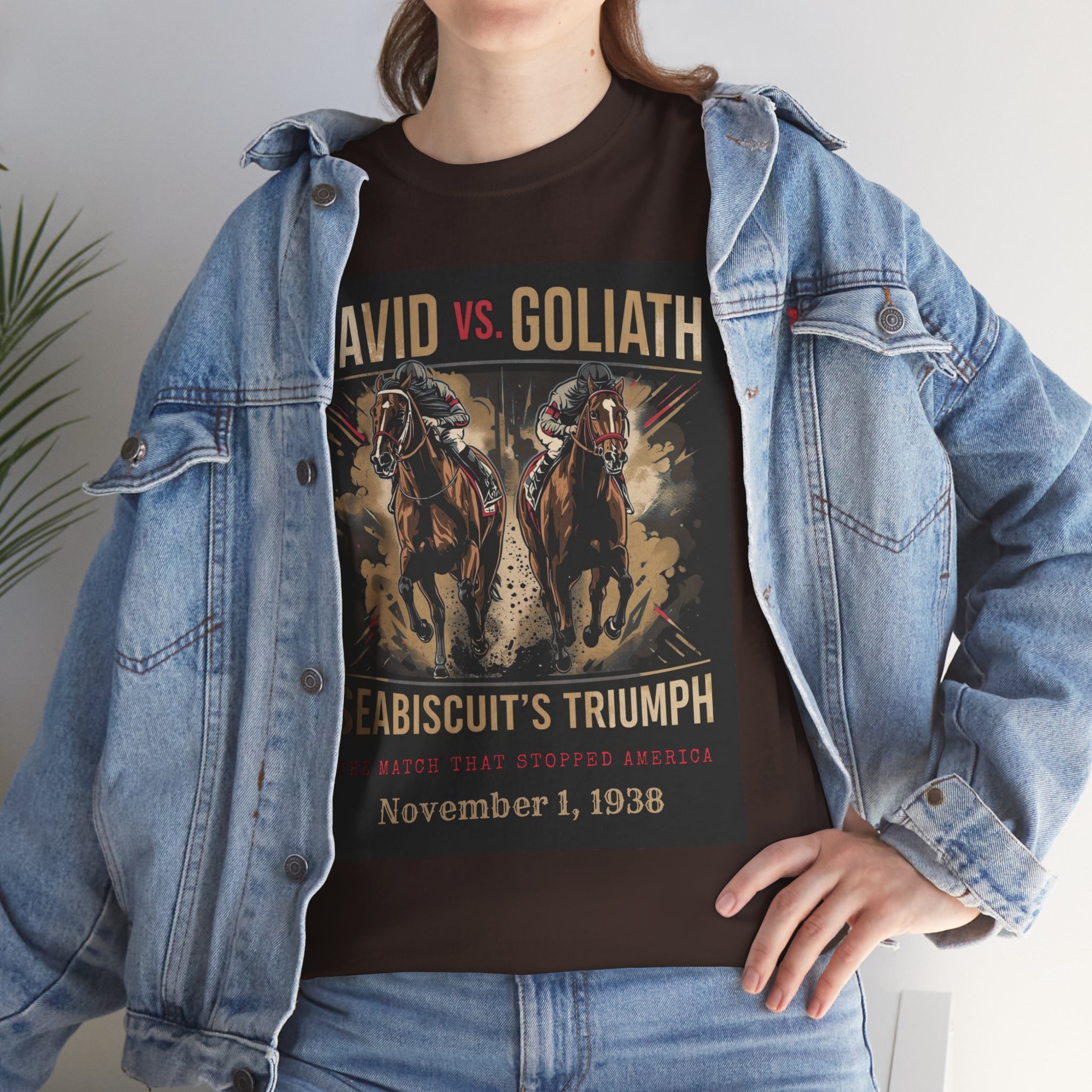 Copy of David vs. Goliath Seabiscuit Triumph T-Shirt — Vintage Horse Racing Poster Tee (November 1, 1938) - Image 17