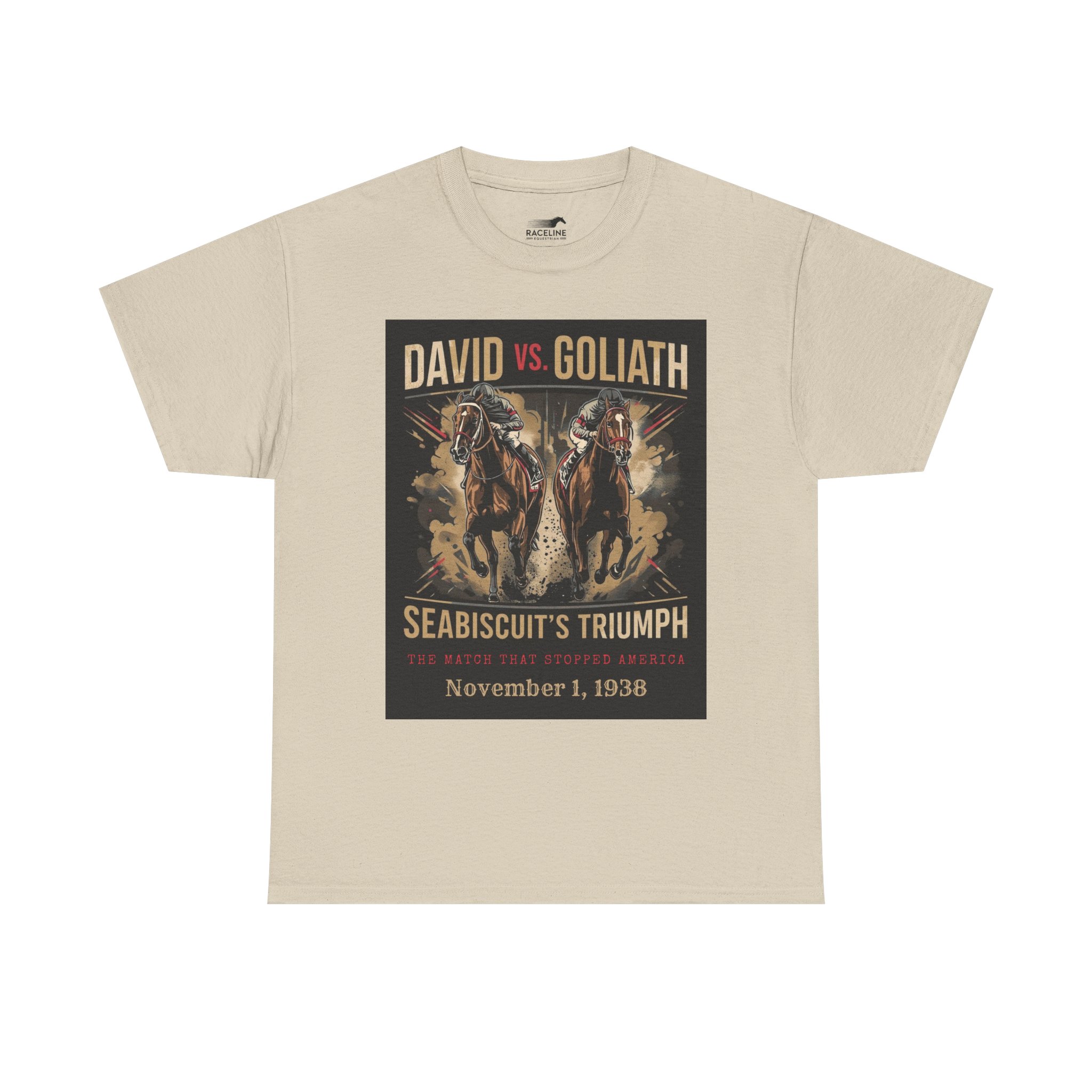 Copy of David vs. Goliath Seabiscuit Triumph T-Shirt — Vintage Horse Racing Poster Tee (November 1, 1938) - Image 10