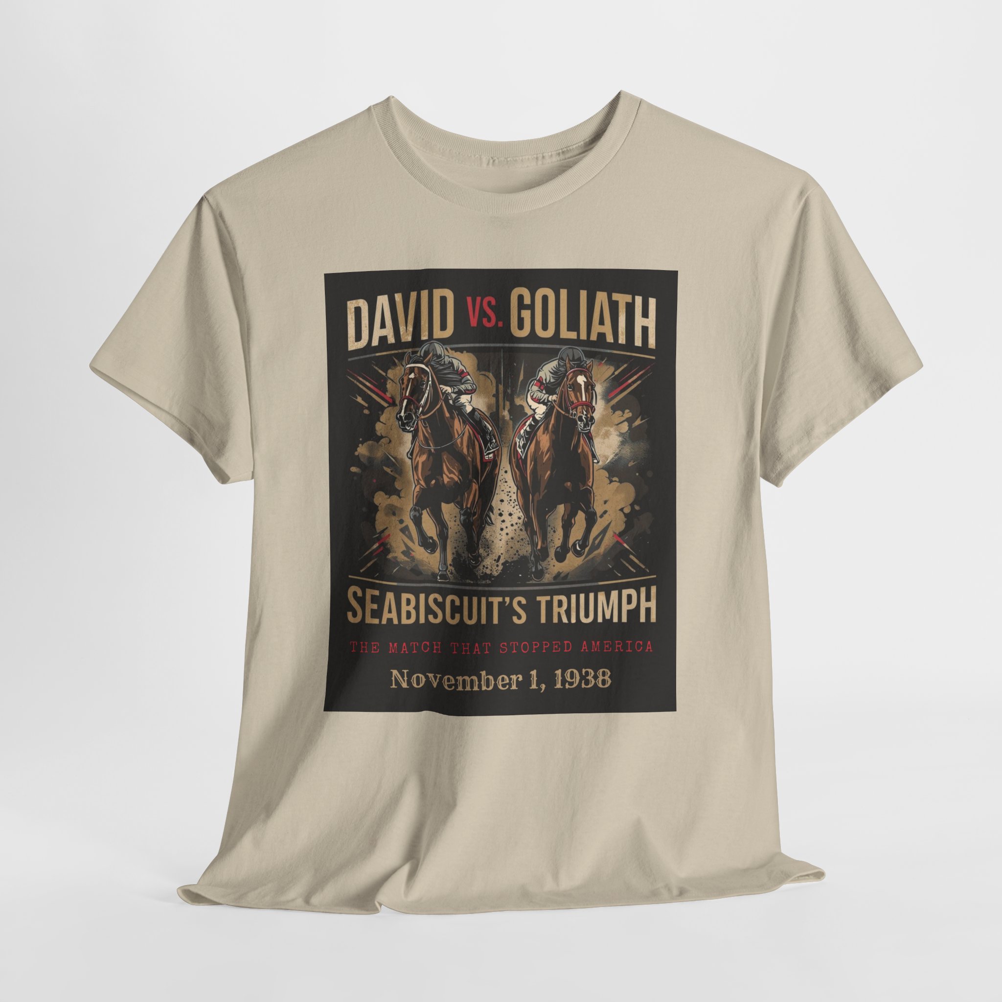 Copy of David vs. Goliath Seabiscuit Triumph T-Shirt — Vintage Horse Racing Poster Tee (November 1, 1938) - Image 15