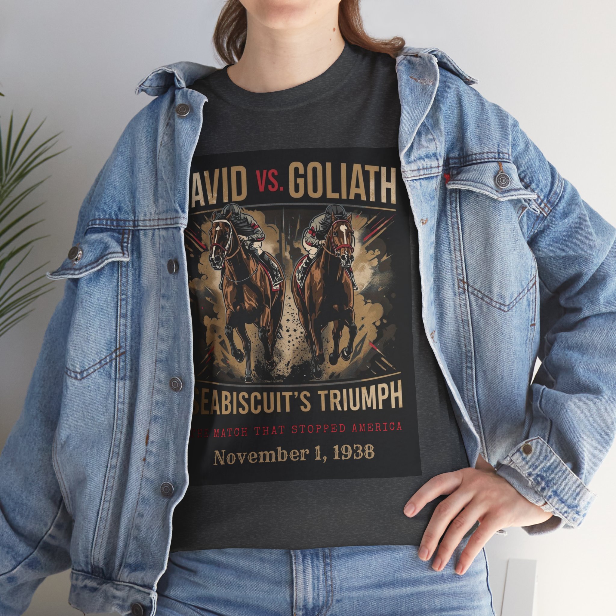Copy of David vs. Goliath Seabiscuit Triumph T-Shirt — Vintage Horse Racing Poster Tee (November 1, 1938) - Image 23