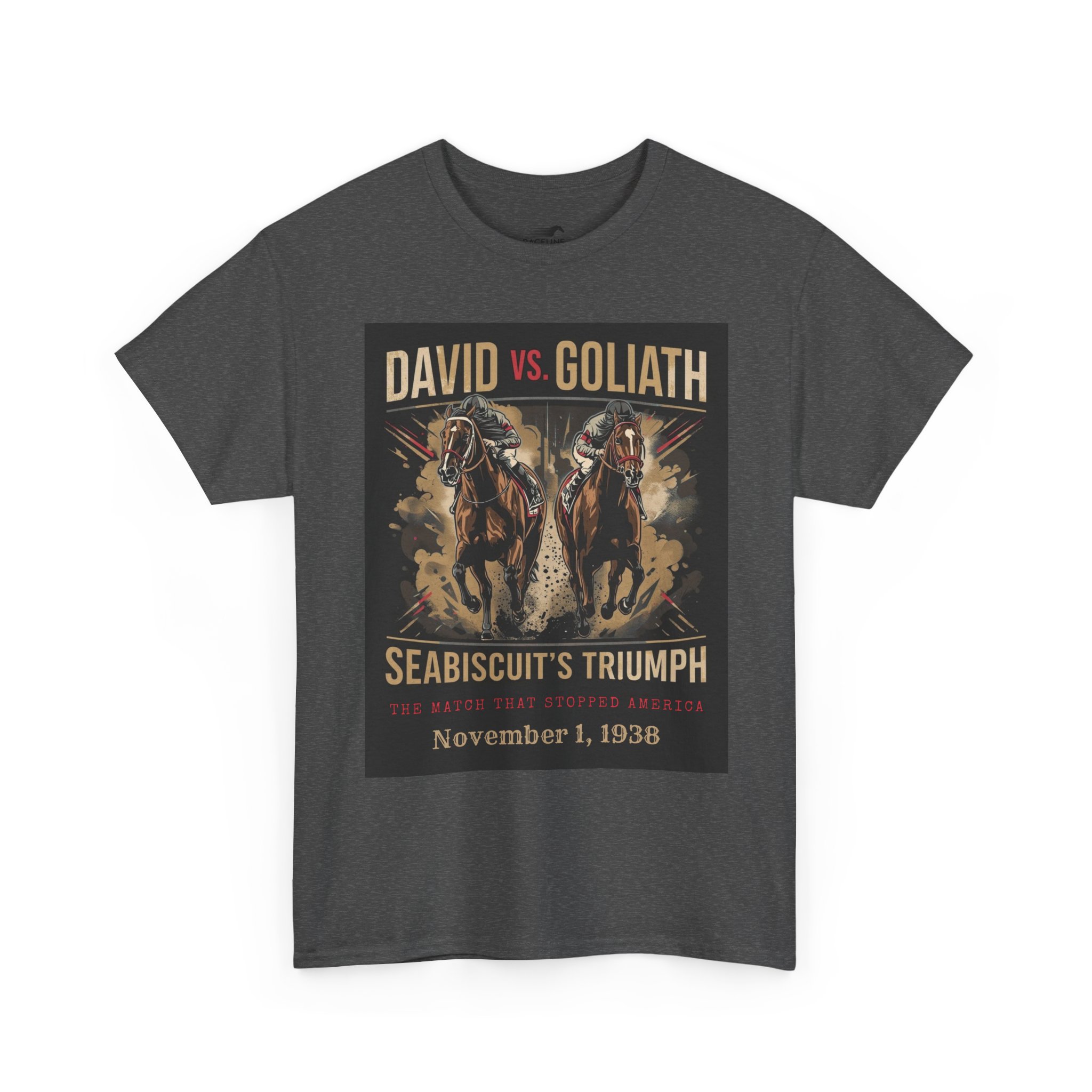 Copy of David vs. Goliath Seabiscuit Triumph T-Shirt — Vintage Horse Racing Poster Tee (November 1, 1938) - Image 25